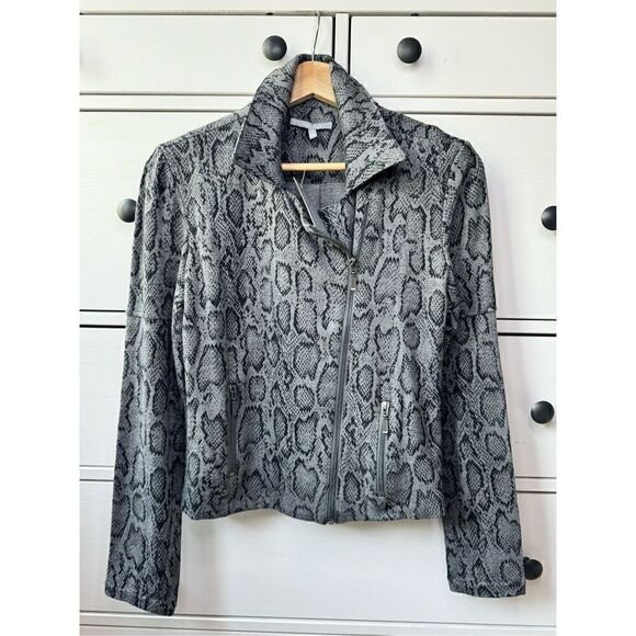 NWT Lemon Tart Designed California jacket snake print gray size S cardigan zip - Picture 1 of 13